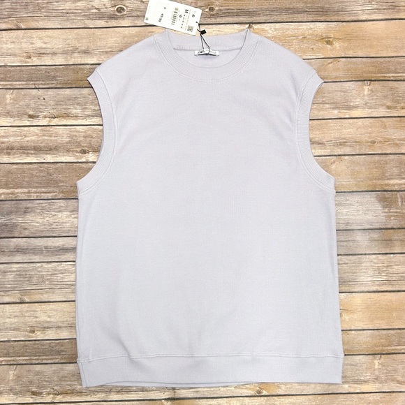 Zara Purple Ribbed Sleeveless Crew Neck Pullover Vest NWT Medium Waistcoat - Picture 3 of 9